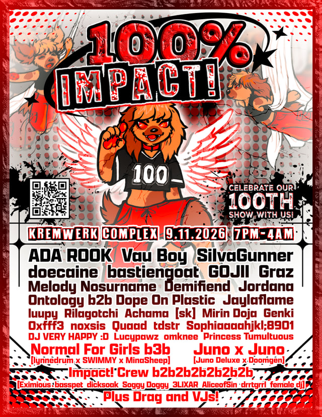 100% IMPACT's 100th Show flyer