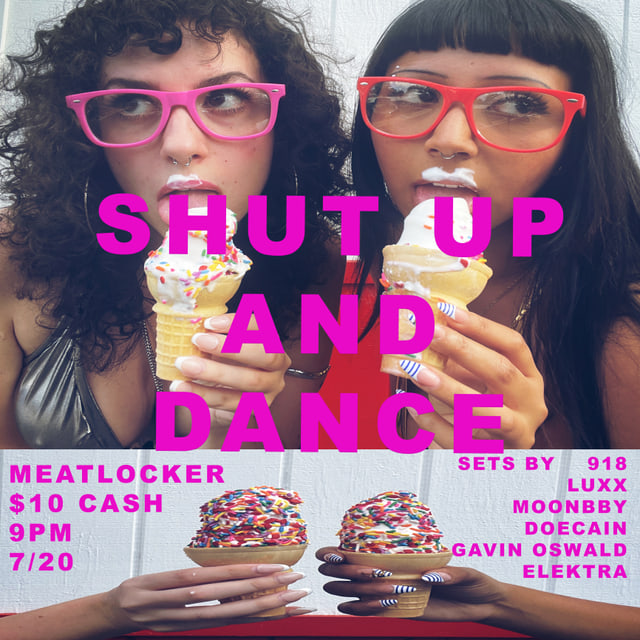 SHUT UP AND DANCE: Meatlocker flyer